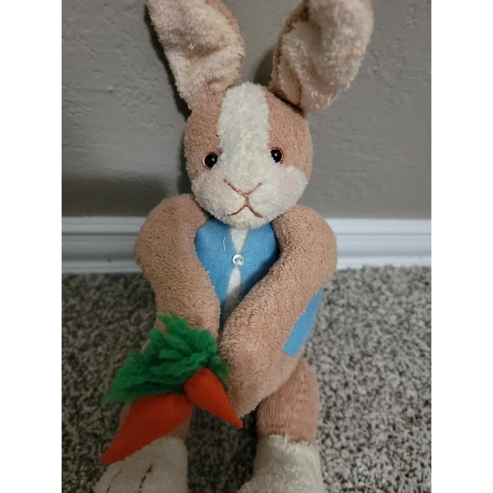 Vintage Terry Cloth Bunny Rabbit with carrots Plush  Toy 13